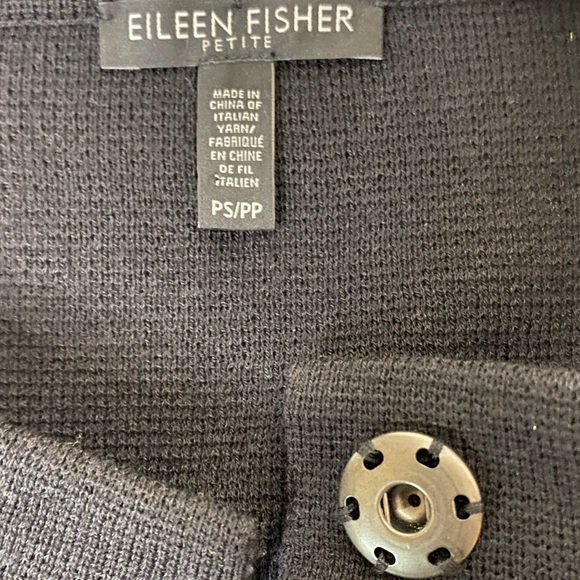 Eileen Fisher 100% Wool Sweater with leather cuffed sleeves - Picture 8 of 13